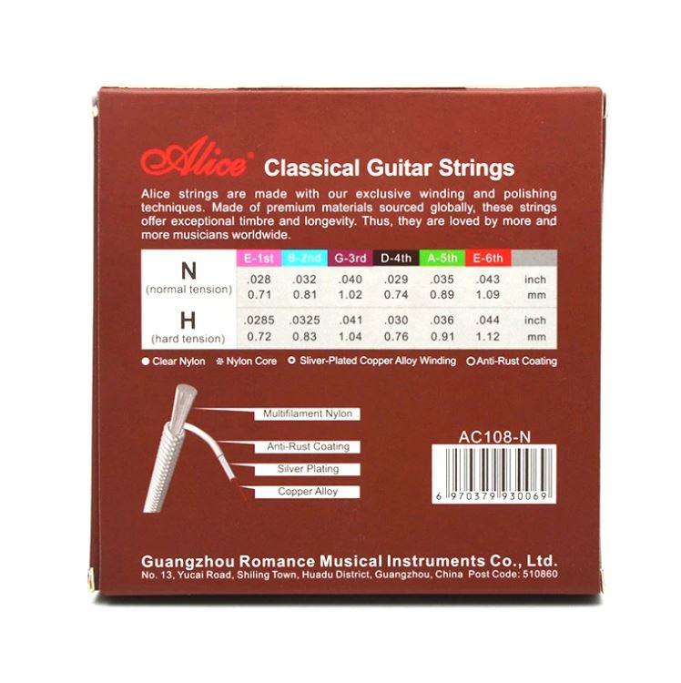 cuerdas individuales de guitarra clásica Alice AC108 ,nylon calibre normal