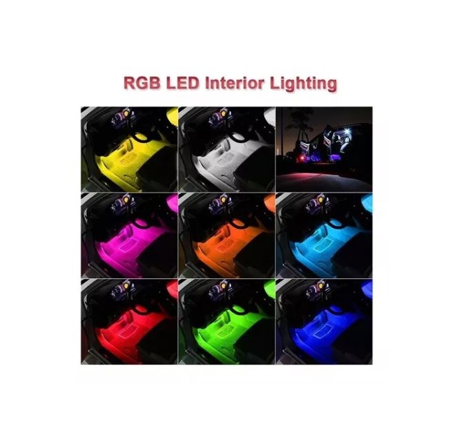 4 tiras Led  interior vehículo conexión cigarrera