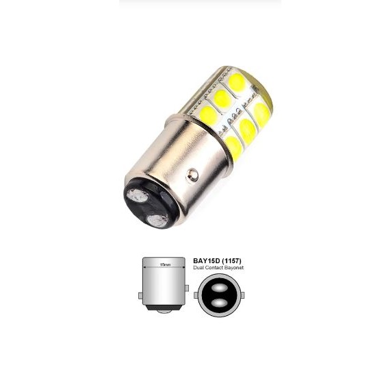 Ampolleta de led  con parpadeo 2 contactos blanca BAY15D