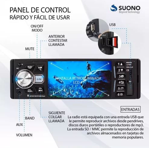 Radio 1 din mirror Link ,pantalla de 4 pulgadas, Full HD