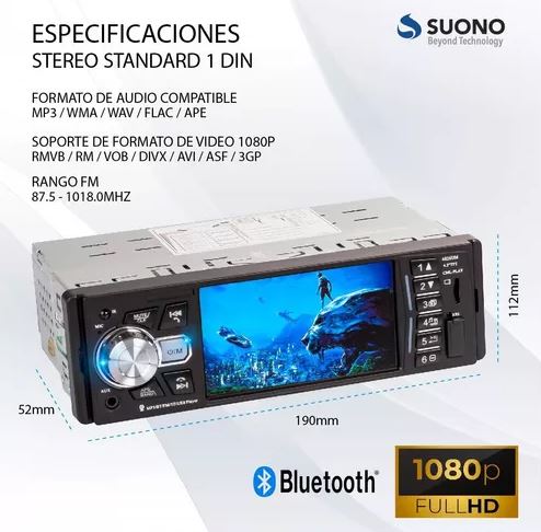 Radio 1 din mirror Link ,pantalla de 4 pulgadas, Full HD