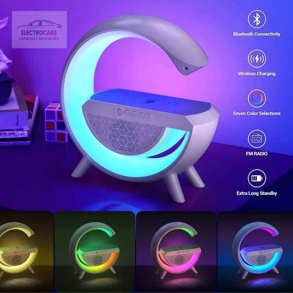 Lampara Parlante Inteligente Bluetooth Cargador Celular Inalámbrico RGB