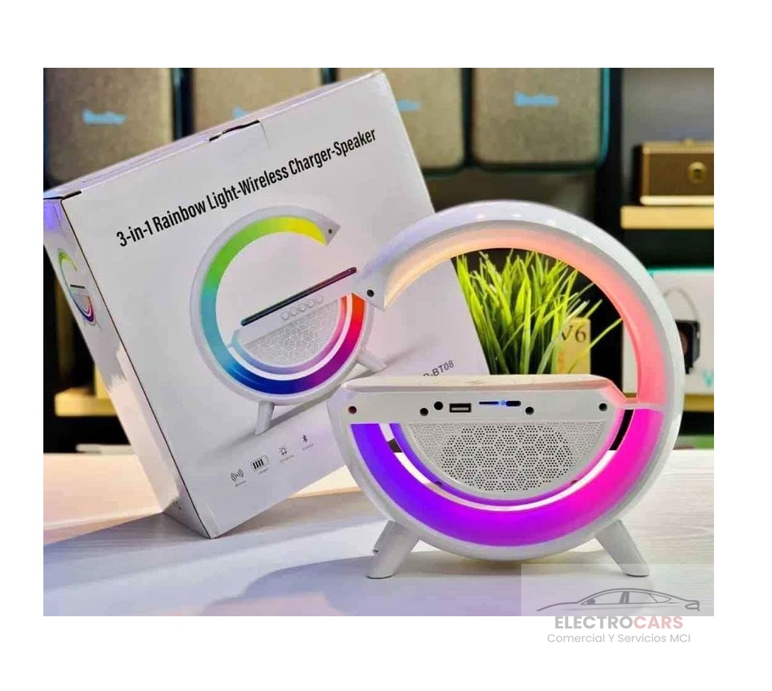 Lampara Parlante Inteligente Bluetooth Cargador Celular Inalámbrico RGB