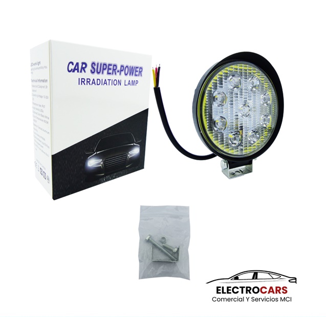 Foco Neblinero Led "Redondo" De 9 LED + ARO Ambar x 2