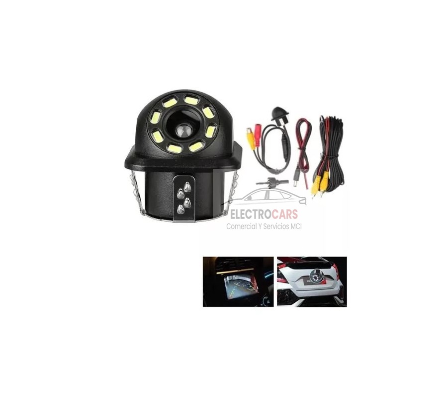 Cámara Auto HD  Visión Nocturna Retroceso 8 Led Ip66 12v