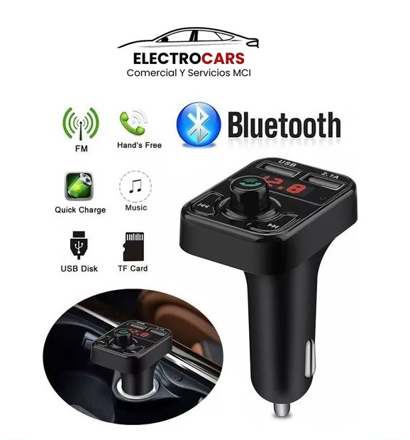 Receptor Transmisor Mp3 Radio Fm Bluetooth Usb Cargador Auto.