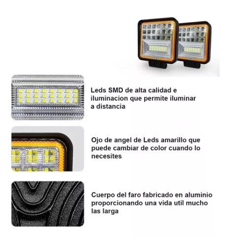 Neblinero 42 Led 126w con aro intermitente 2 unidades (el par)Auto 4x4