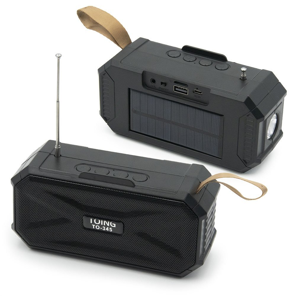 Altavoz Bluetooth portátil inalámbrico con luz LED incorporada y panel solar (TO-345)