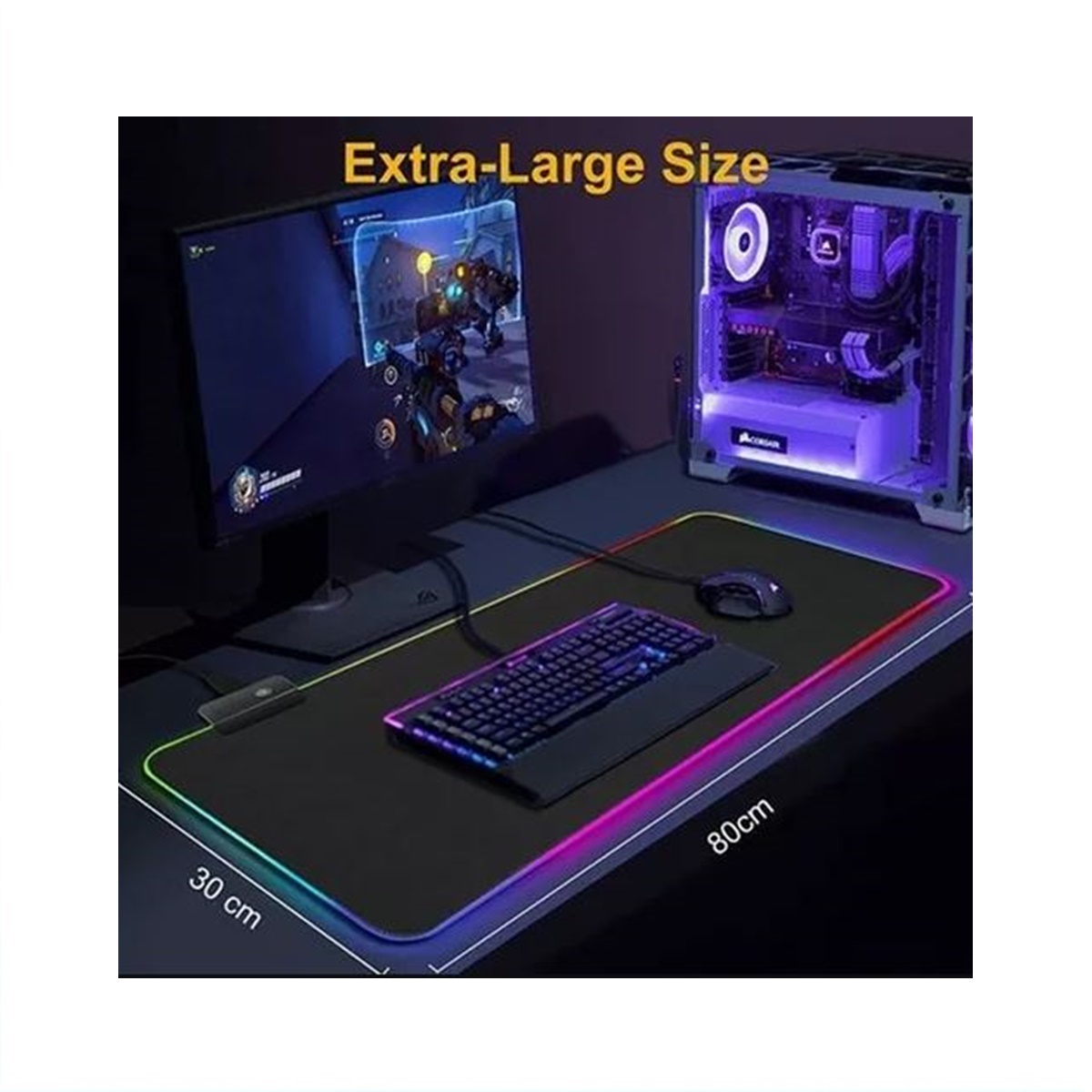 Mouse Pad Gamer Xl RGB Retroiluminado Gms-wt-5 80x30x0.4cm