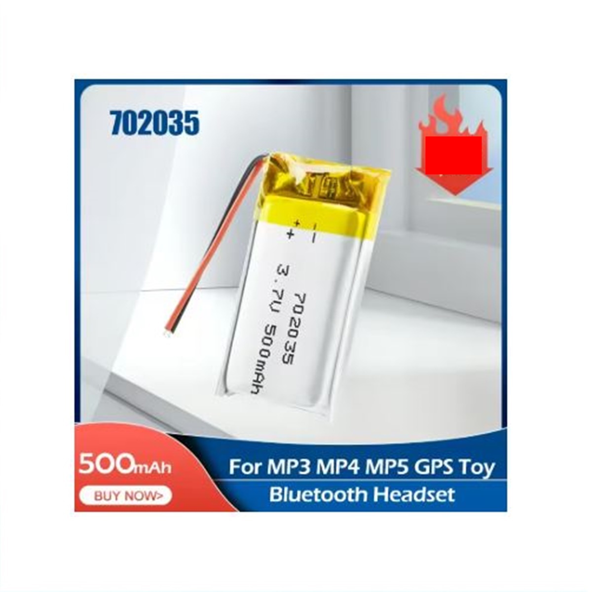 Batería recargable polímero de litio Lipo Li-ion 702035 3,7 V 500mAh