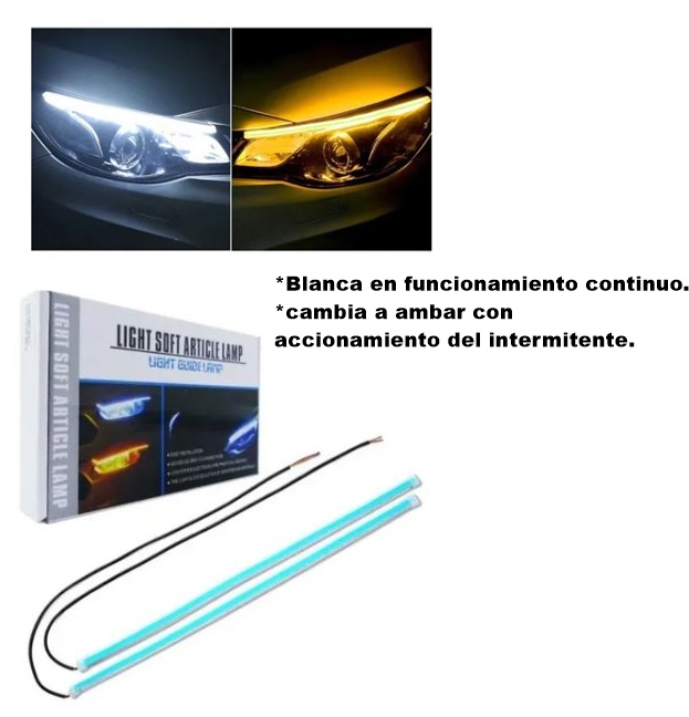 cintas Led , Blanco/ambar al accionar intermitente 45cm y 60 cm par