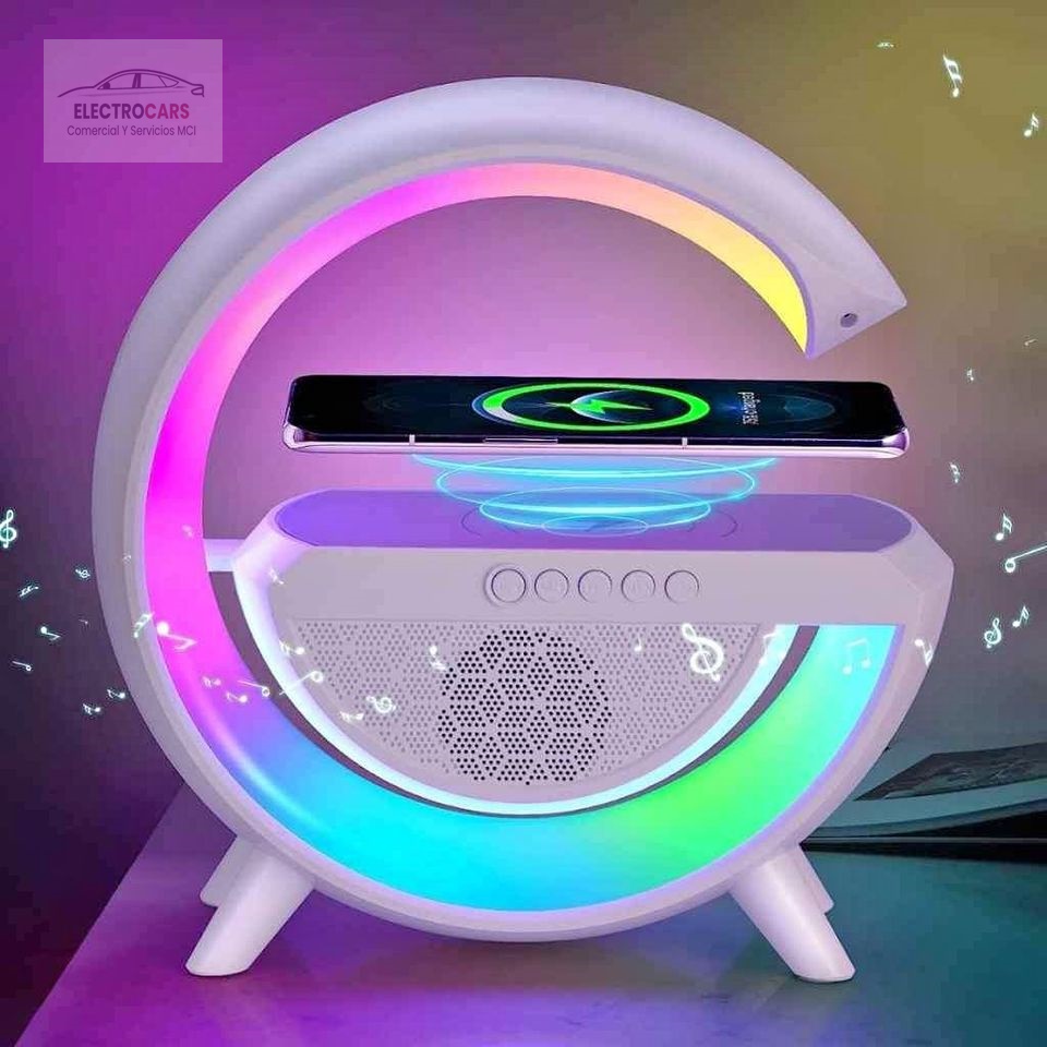 Lampara Parlante Inteligente Bluetooth Cargador Celular Inalámbrico RGB