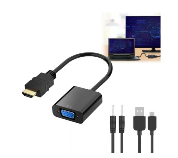 Adaptador Conversor De Hdmi A Vga Con Cable Audio+usb.