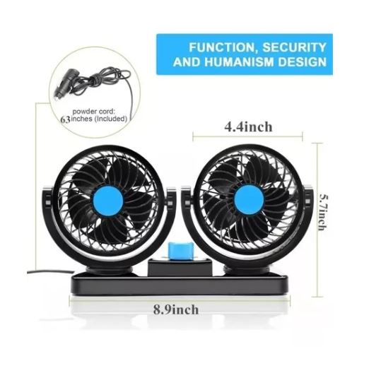Ventilador De Auto 12v Camión 24v Doble 360°