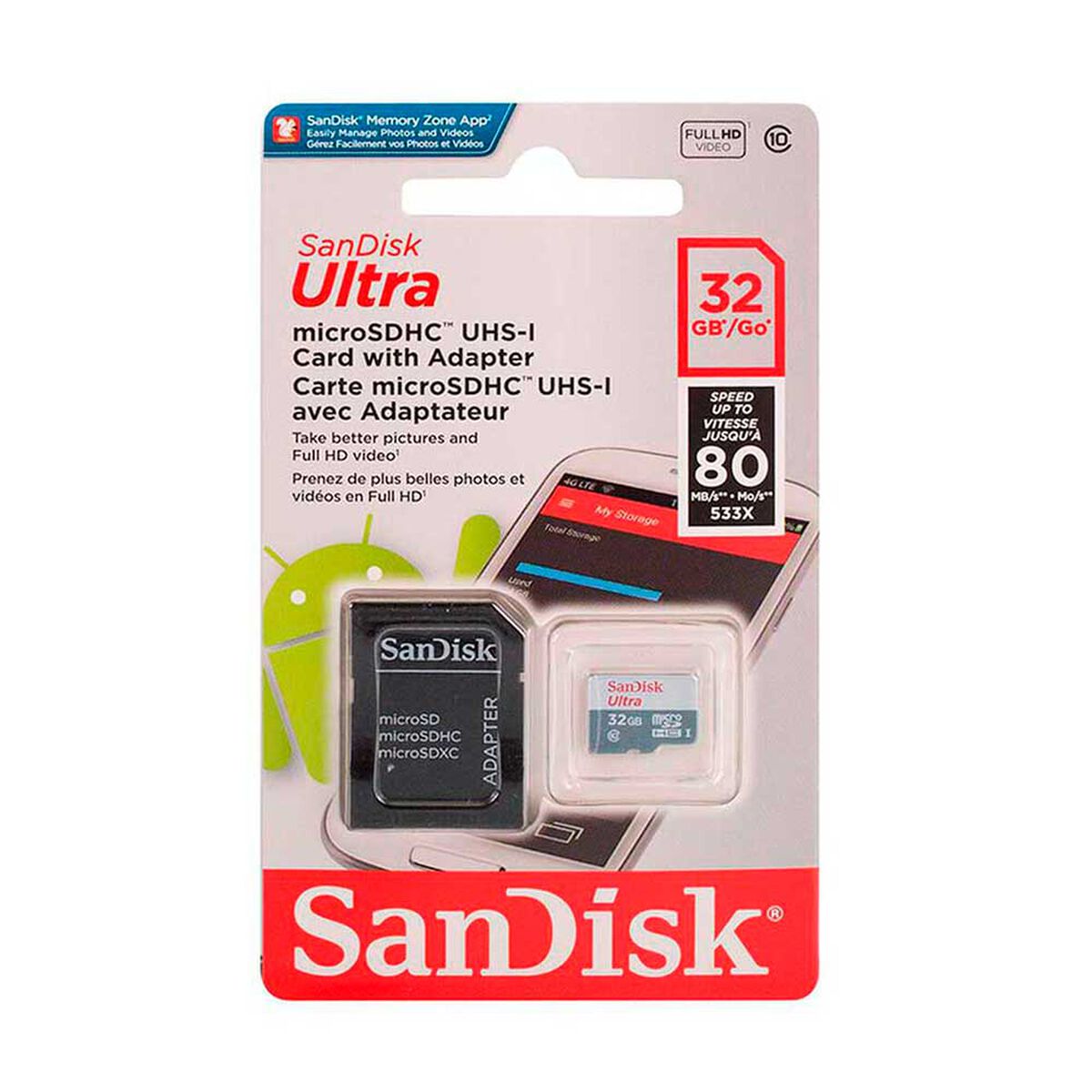 Tarjeta Micro SD Sandisk 32GB con Adaptador