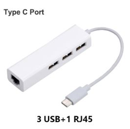 Adaptador Hub Tipo C  Ethernet x 3 Usb 2.0