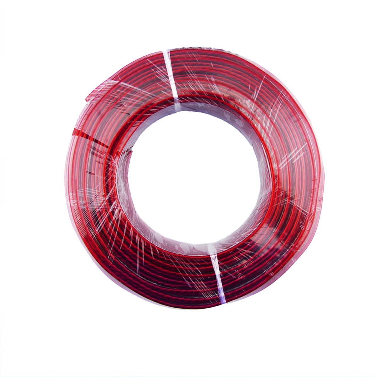 Rollo De Cable Para Parlante De 2 X 2.0 MM  Transparente-Rojo  50 Metros