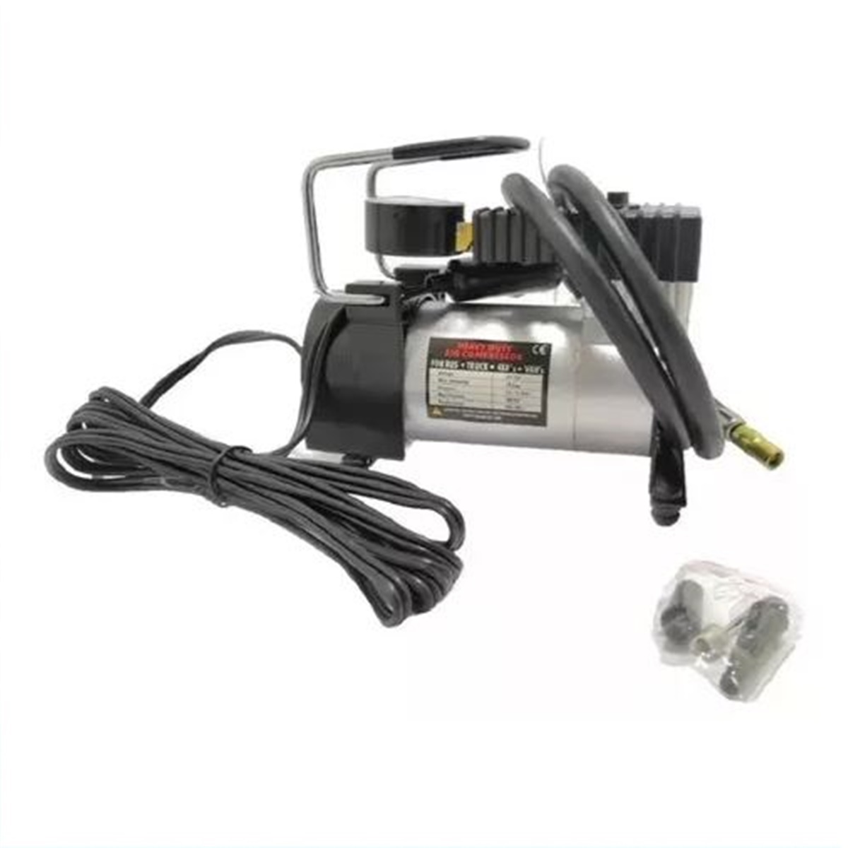 Compresor Aire Metalico Vehiculo 12v Auto Moto Color Plateado