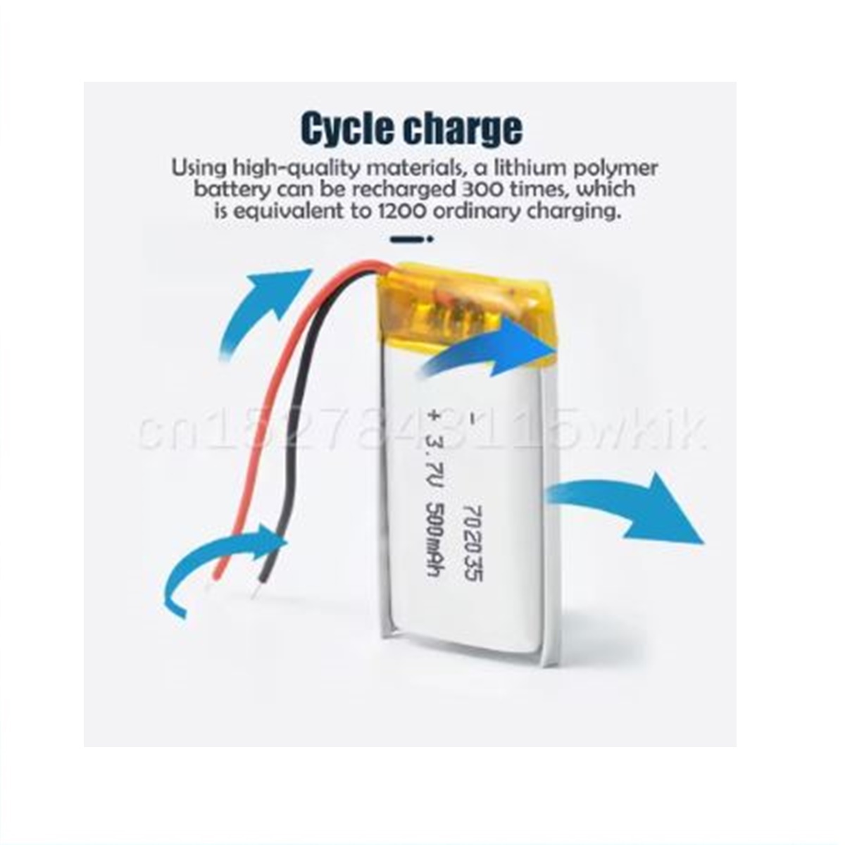 Batería recargable polímero de litio Lipo Li-ion 702035 3,7 V 500mAh