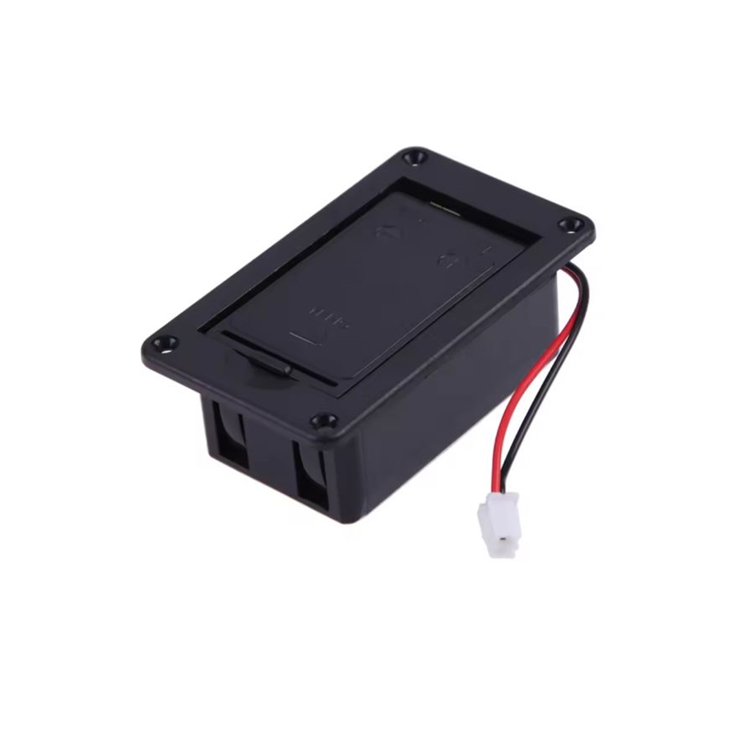 Caja con soporte para batería de 9V, cubierta para guitarra, bajo, ukelele