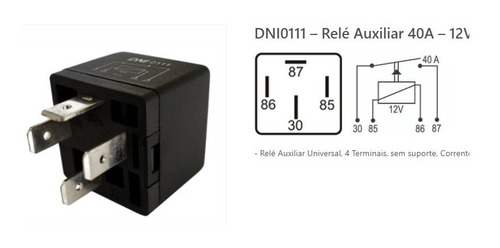 Relay 4 Pines Auxiliar Automotriz 12v-40a