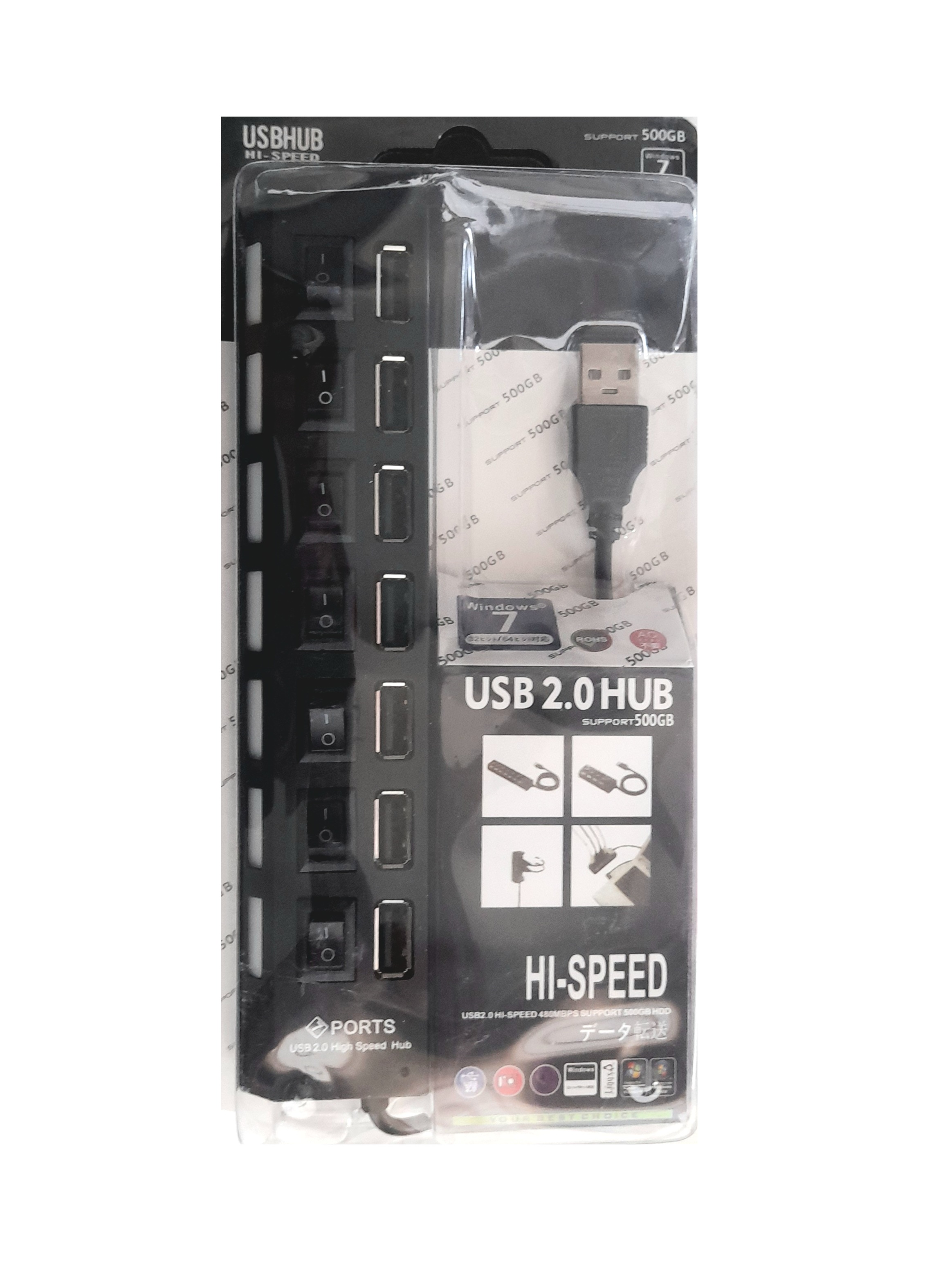 Hub 7 Puertos Multi Usb 2.0 con led Indicador de encendido